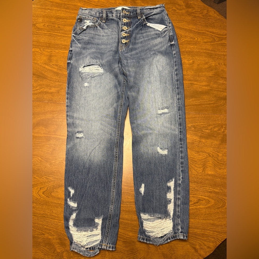 KanCan High Rise Distressed Blue Jeans
